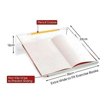 Playlearn Extra Wide Slant Board for Writing – Acrylic, Anti-Slip, Pen Holder - 20 Degree Angle - Ergonomic Writing Slope