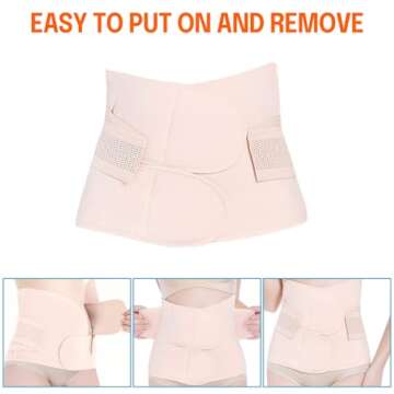 Trendyline Women Postpartum Girdle Corset Recovery Belly Band Wrap Belt, Medium,Beige Nude Medium