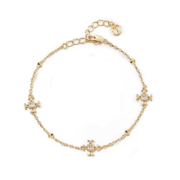 Cicy Bell 18k Yellow Gold Plated Link Bracelets for Women Adjustable Cubic Zirconia Cable Chain Bead...