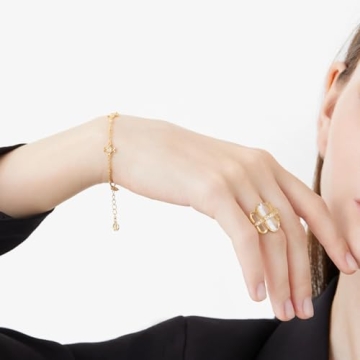 Cicy Bell Adjustable 18k Gold Bracelet with Cubic Zirconia