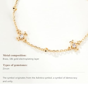 Cicy Bell Adjustable 18k Gold Bracelet with Cubic Zirconia