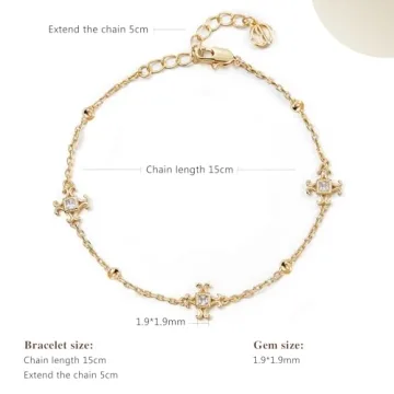 Cicy Bell Adjustable 18k Gold Bracelet with Cubic Zirconia