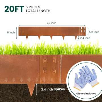 Corten Steel Edging: Flexible Landscape Borders for Garden Beds | 6-Piece Set, 40" Length