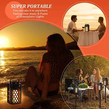 Xpoovv Outdoor Bluetooth Speakers Waterproof Portable Led Flame Speaker with Torch Atmosphere 10w Enhanced Bass for Patio Porch Garden Home Backyard Decor, Gifts for Men Women Couples Dads Moms