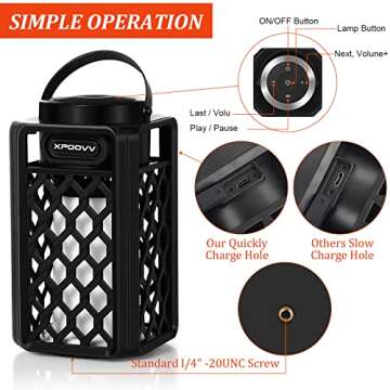 Xpoovv Outdoor Bluetooth Speakers Waterproof Portable Led Flame Speaker with Torch Atmosphere 10w Enhanced Bass for Patio Porch Garden Home Backyard Decor, Gifts for Men Women Couples Dads Moms