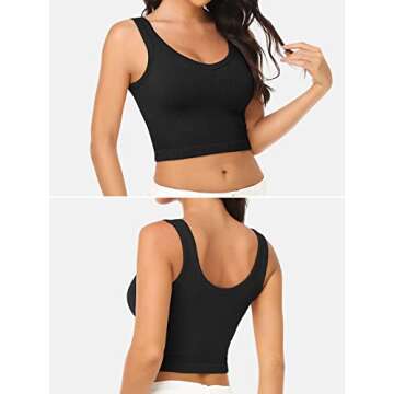 3 Pieces Womens Tank Tops Cute Sexy Going Out Ribbed Summer Tops Black White Crop Tops for Women(S055L-heihuilv)
