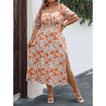 Floerns Plus Size Floral Midi Dress for Summer Outings