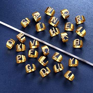 beautlace Letter G Rings Adjustable 18K Gold Plated Initial G Alphabet Open Ring with Cubic Zirconia Jewelry for Men and Women KR0037G