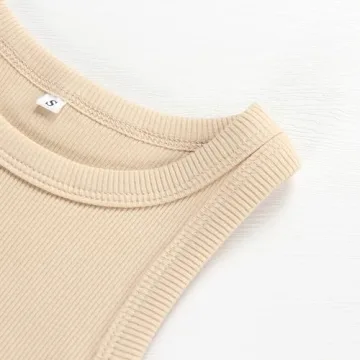 Artfish Women Casual Sleeveless Crop Tank Top Beige