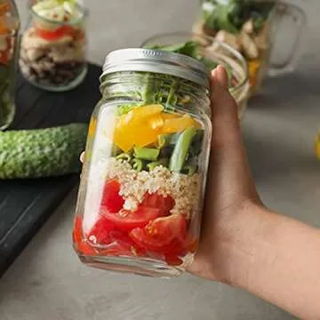 CycleMore 20 Pcs 12oz Glass Mason Jars With Silver Separable Lids, 350ml Round Canning Jars for Honey, Jam, Herb, Wedding Favor, Kitchen Storage Wide Mouth Bottles for Crafts, Meal Prep