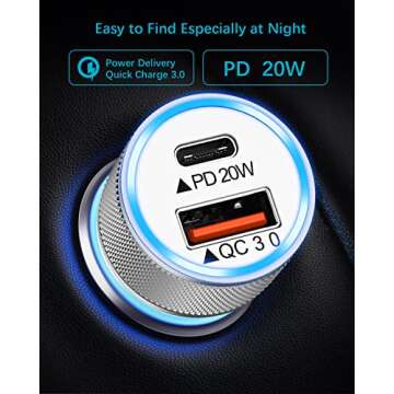 iPhone Car Charger[Apple MFi Certified], YEONPHOM Fast Car Charger for iPhone 14 13 12 Pro Max/Mini/11/XR/XS MAX/X,PD 20W&QC3.0 Dual Port USB C Car Phone Charger Adapter with Type C to Lightning Cable