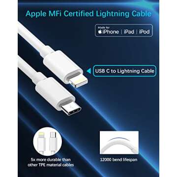 iPhone Car Charger[Apple MFi Certified], YEONPHOM Fast Car Charger for iPhone 14 13 12 Pro Max/Mini/11/XR/XS MAX/X,PD 20W&QC3.0 Dual Port USB C Car Phone Charger Adapter with Type C to Lightning Cable