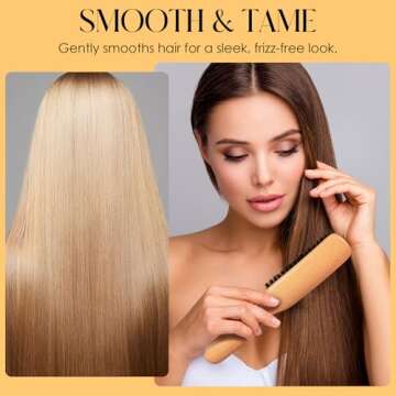 Slick Back Hair Brush for Women Men Kid, Natural Soft/Medium Boar Bristle Hair Brush for Thin & Fine Hair, Smoothing Hairbrush for Polishing, Deepening & Styling