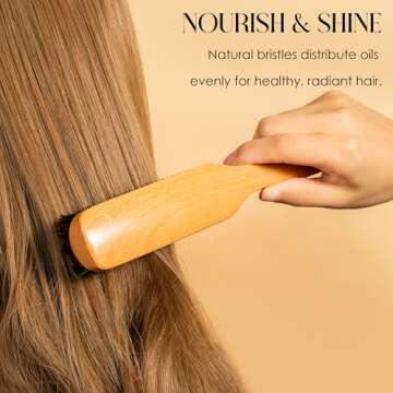 Slick Back Hair Brush for Women Men Kid, Natural Soft/Medium Boar Bristle Hair Brush for Thin & Fine Hair, Smoothing Hairbrush for Polishing, Deepening & Styling