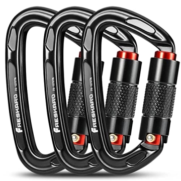 FresKaro 25kn Climbing Carabiners Double Locking Carabiner Clips, Heavy Duty for Rock Climbing, Rapp...