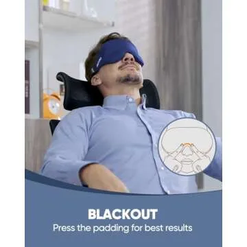 MZOO Sleep Eye Mask for Side Sleeper Men Women, Zero Eye Pressure 3D Sleeping Mask, Light Blocking Patented Design Night Blindfold, Soft Eye Shade Cover for Travel, Blue