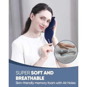 MZOO Sleep Eye Mask for Side Sleeper Men Women, Zero Eye Pressure 3D Sleeping Mask, Light Blocking Patented Design Night Blindfold, Soft Eye Shade Cover for Travel, Blue