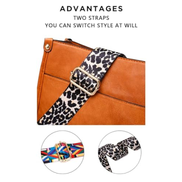 AUYOCO Vegan Leather Crossbody Bags for Women, Crossbody Purse with 2 Guitar Straps Zipped Pockets Handbag Shoulder Bag