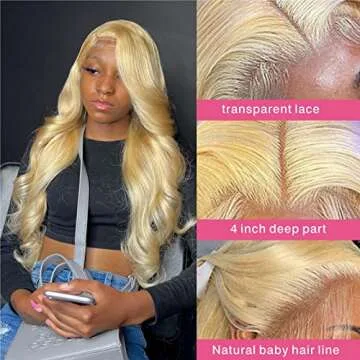 AILICEEHR 613 Lace Front Wig Human Hair 13x4 HD Lace Front Wigs Human Hair Blonde Frontal Wig Pre Plucked With Baby Hair Body Wave Glueless Human Hair Wigs For Black Women 180% Density 26 Inch Wig