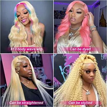 AILICEEHR 613 Lace Front Wig Human Hair 13x4 HD Lace Front Wigs Human Hair Blonde Frontal Wig Pre Plucked With Baby Hair Body Wave Glueless Human Hair Wigs For Black Women 180% Density 26 Inch Wig