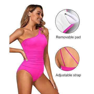 Holipick One Shoulder One Piece Swimsuit for Women Tummy Control Bathing Suits Modest Full Coverage ...