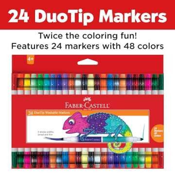 Faber-Castell DuoTip Washable Markers - 24 Markers, 48 Colors