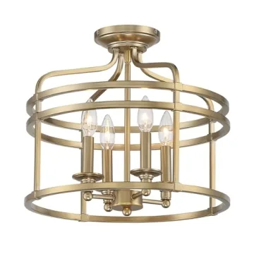 Minka Lavery 1094-740 Covent Park Candle Drum Semi Flush Mount Light, 240W, Gold Finish