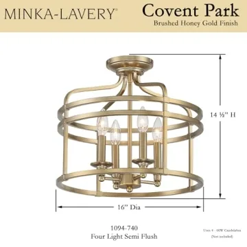Minka Lavery Covent Park Ceiling Light, 240W, Gold Finish