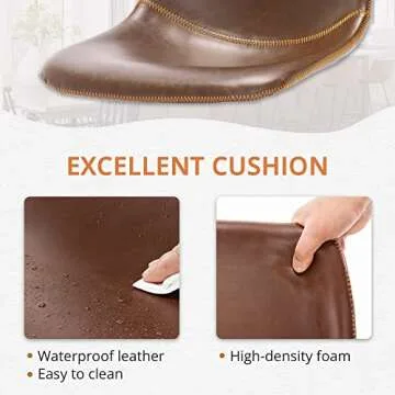 LUE BONA Bar Stools Set of 3, 24" ALX Faux Leather Barstools, Modern Counter Height Stools with Back and Metal Legs, Armless Counter Chairs for Kitchen Island, Brown