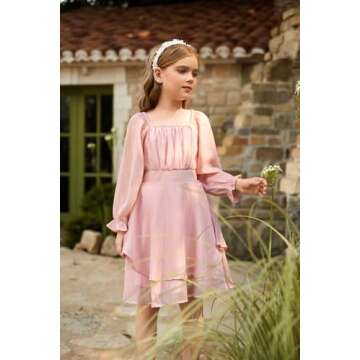 GRACE KARIN Fall Dress for Girls A-line Ruffle Tiered Dress