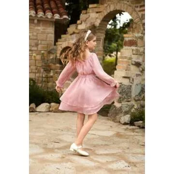 GRACE KARIN Fall Dress for Girls A-line Ruffle Tiered Dress