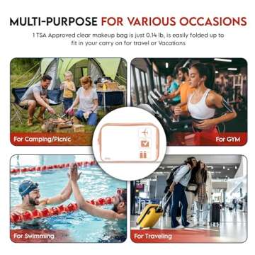 VYRL 2 Pack Clear Makeup Bag - Quart Size 3-1-1 TSA Approved Toiletry Bag with Zipper - Water-Resistant Durable PVC Clear Toiletry Bag for Carry-on Airport Travel Accessories - Rose Gold