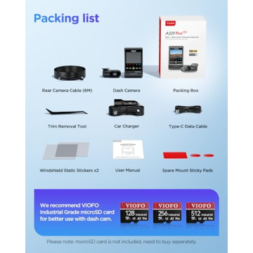 VIOFO A229 Plus Dash Cam - Dual Front & Rear 1440P