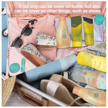 16 Pack Silicone Bottle Covers for Travel Accessories, Travel Size Toiletries, Cruise Ship Essential...