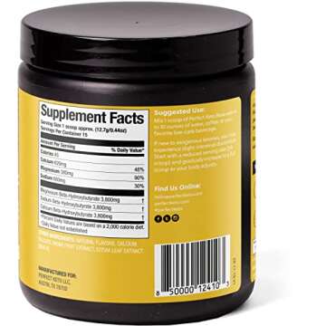 Perfect Keto Exogenous Ketones Powder, BHB Salts Supplement for Ketosis & Fasting, Plus Electrolytes...