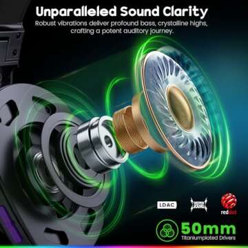 WESEARY 2.4GHz Wireless Gaming Headphones for PS5, 7.1 Surround Sound Bluetooth Gaming Headset with Microphone for PC, PS4, PS5, Switch, Mac, 50Hr Battery, Cool RGB, Ergonomic Design, 50mm Drivers