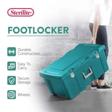 Sterilite Wheeled Footlocker with Lock & Handle - Teal