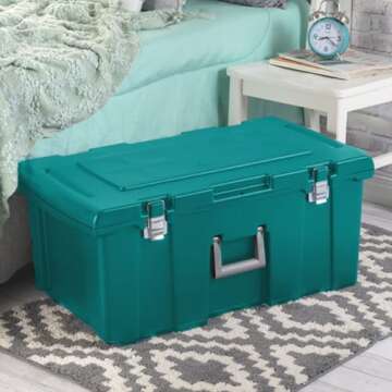 Sterilite Wheeled Footlocker with Lock & Handle - Teal