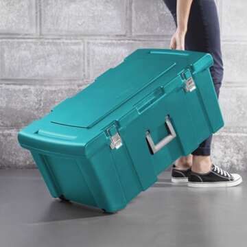 Sterilite Wheeled Footlocker with Lock & Handle - Teal
