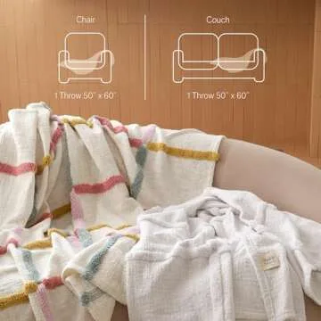 Double Stitch 100% Cotton Tufted Throw Blanket - Hand Crafted in India, Premium Decorative Throw with Tassels, Soft, Warm & Giftable Blanket for Couch, 50"x60", Bright White