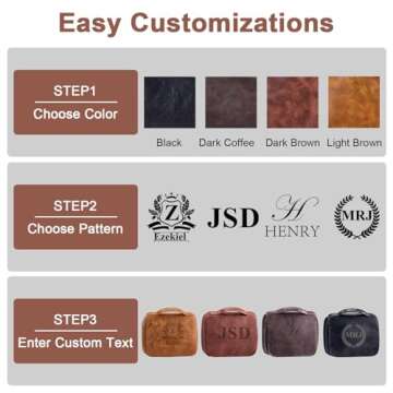 Bleggeit Personalized PU Leather Toiletry Bag for Men