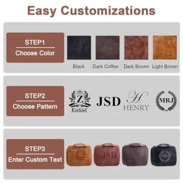 Bleggeit Personalized PU Leather Toiletry Bag for Men