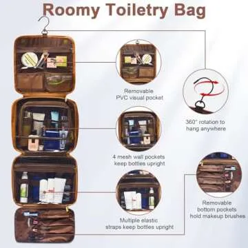 Bleggeit Personalized PU Leather Toiletry Bag for Men