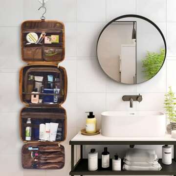 Bleggeit Personalized PU Leather Toiletry Bag for Men