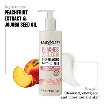 Soap & Glory Peaches & Clean Deep Cleansing Milk - 4 in 1 Milk Cleanser for Radiant Skin (350ml)