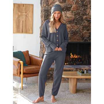 LILLUSORY Womens 2 Two Piece Lounge Sets Sweater Matching Loungewear 2025 Fall Winter Fashion Trendy...
