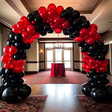 Black Balloon Garland Arch Kit - 121 pcs - Black 5/10/12/18 different sizes of Black latex Balloon Arch Kit, perfect for Birthday Party, Graduation, Baby Shower, Wedding Decoration (black balloons)