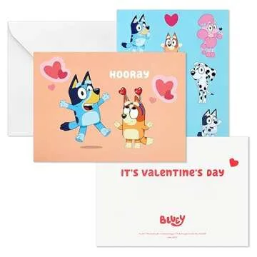 Hallmark Bluey Valentine Cards for Kids with Stickers