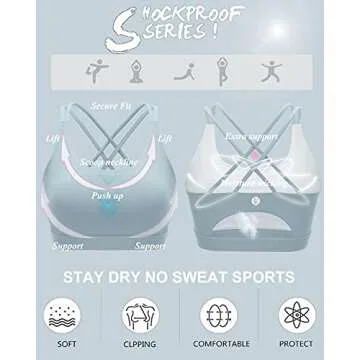 RUNNING GIRL Sports Bras for Women,Strappy Back Workout Bras Padded Supportive Blue Sports Bra Plue Size(WX2354 Blue,S)