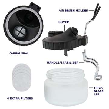 Master Airbrush Deluxe Airbrush 3 in 1 Cleaning Pot with Holder; Cleans Airbrush, Holds Airbrush, Color Palette Lid, Filters